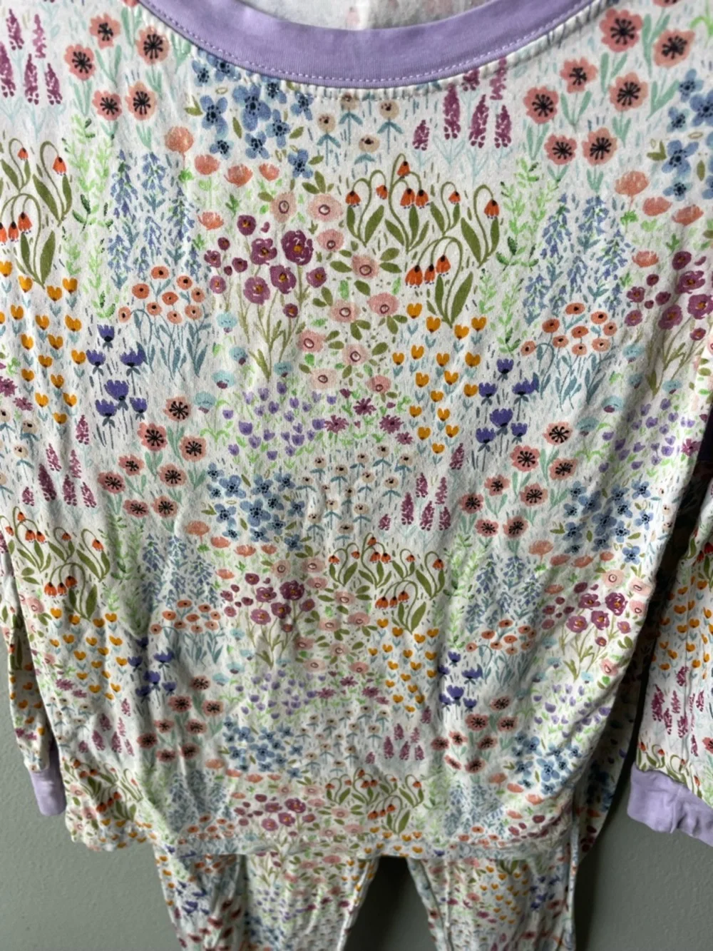 Little Sleepies Flower Fields Bamboo Purple Multi-Color Two Piece Pajama Set - Picture 3 of 6